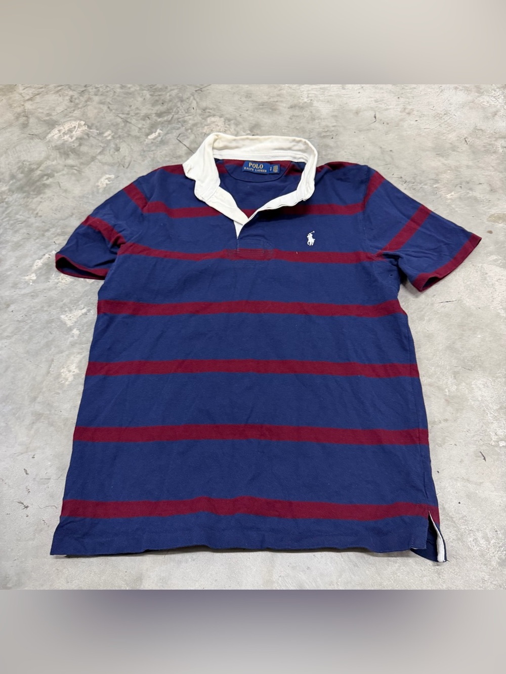 Polo Ralph Lauren Rugby Style Polo Shirt Mens Small Red Blue Collar Crest Logo